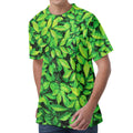Green Leaf Print Men's Velvet T-Shirt