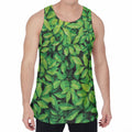 Green Leaf Print Men's Velvet Tank Top