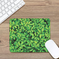 Green Leaf Print Mouse Pad