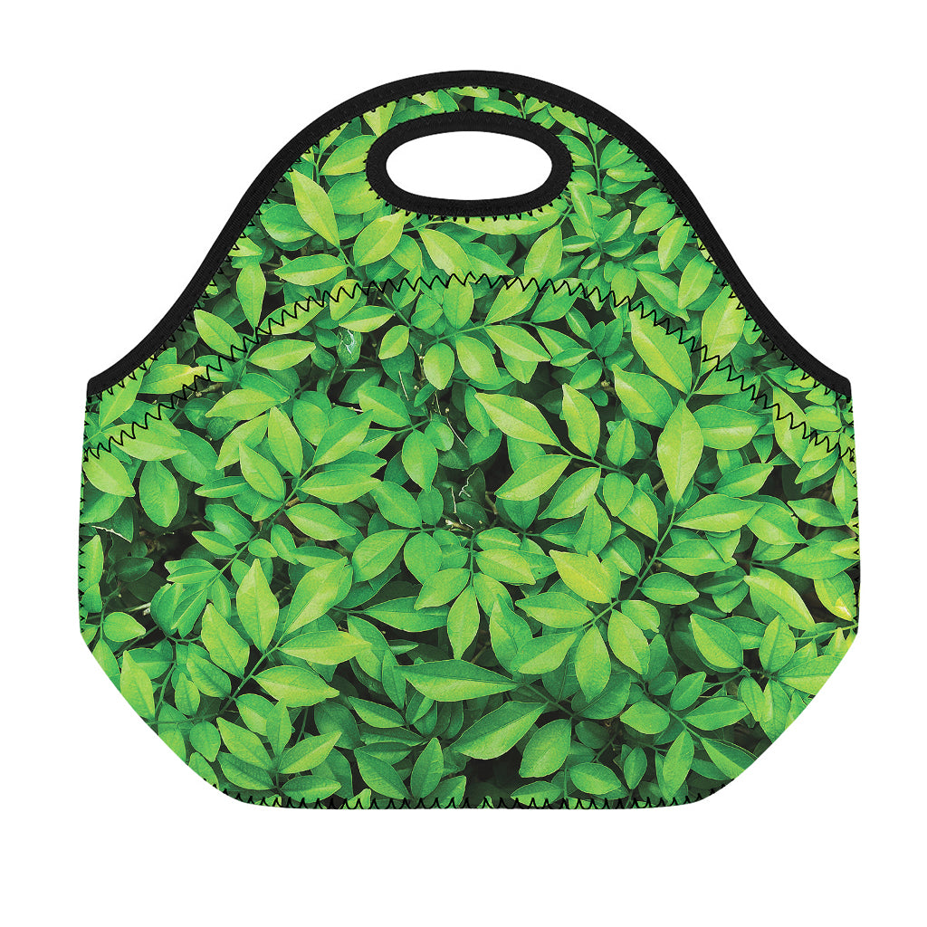Green Leaf Print Neoprene Lunch Bag