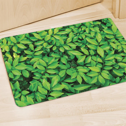 Green Leaf Print Polyester Doormat