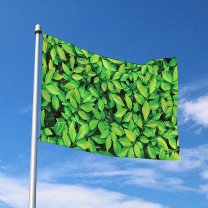 Green Leaf Print Polyester Flag