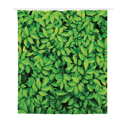 Green Leaf Print Polyester Shower Curtain