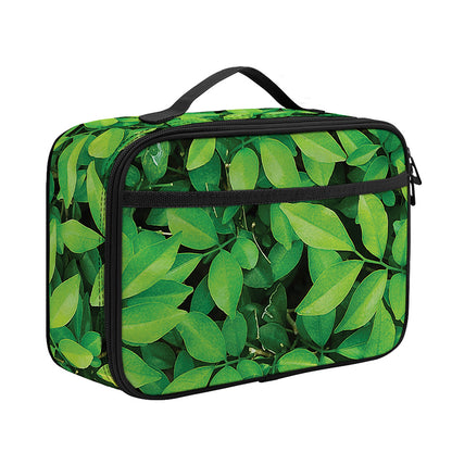 Green Leaf Print Portable Lunch Bag