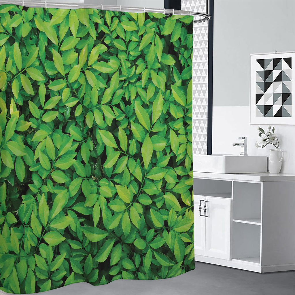 Green Leaf Print Premium Shower Curtain