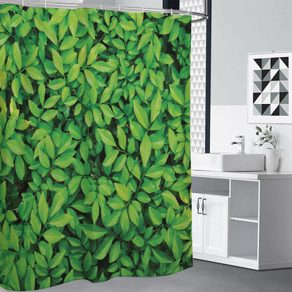 Green Leaf Print Premium Shower Curtain