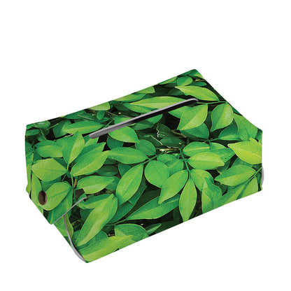 Green Leaf Print Rectangle Tissue Box Cover