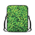 Green Leaf Print Rectangular Crossbody Bag