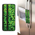 Green Leaf Print Refrigerator Handle Covers
