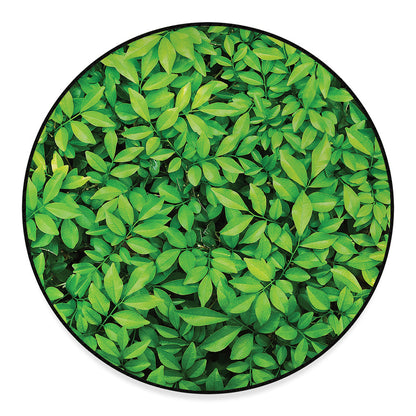 Green Leaf Print Round Floor Mat