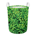 Green Leaf Print Round Laundry Basket