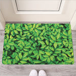 Green Leaf Print Rubber Doormat