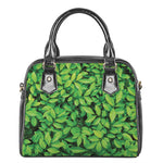 Green Leaf Print Shoulder Handbag