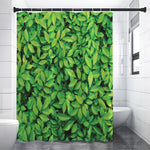 Green Leaf Print Shower Curtain