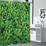 Green Leaf Print Shower Curtain