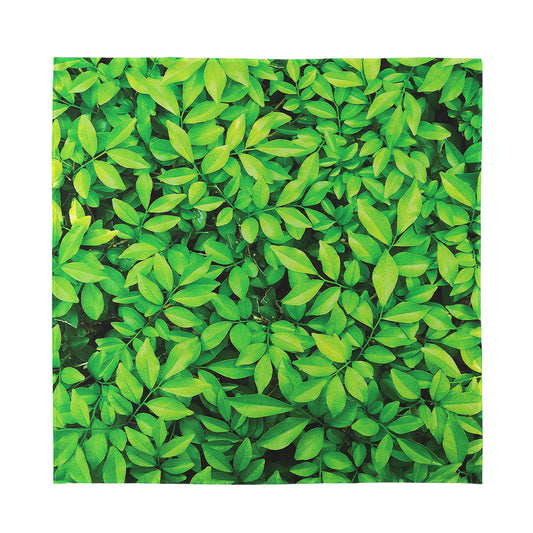 Green Leaf Print Silk Bandana