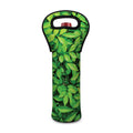 Green Leaf Print Single Neoprene Wine Tote