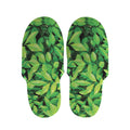 Green Leaf Print Slippers