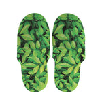 Green Leaf Print Slippers