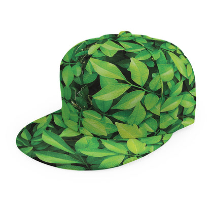 Green Leaf Print Snapback Cap