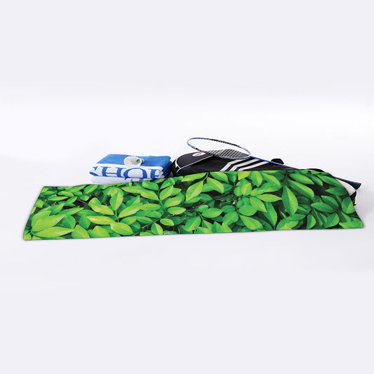 Green Leaf Print Sports Towel