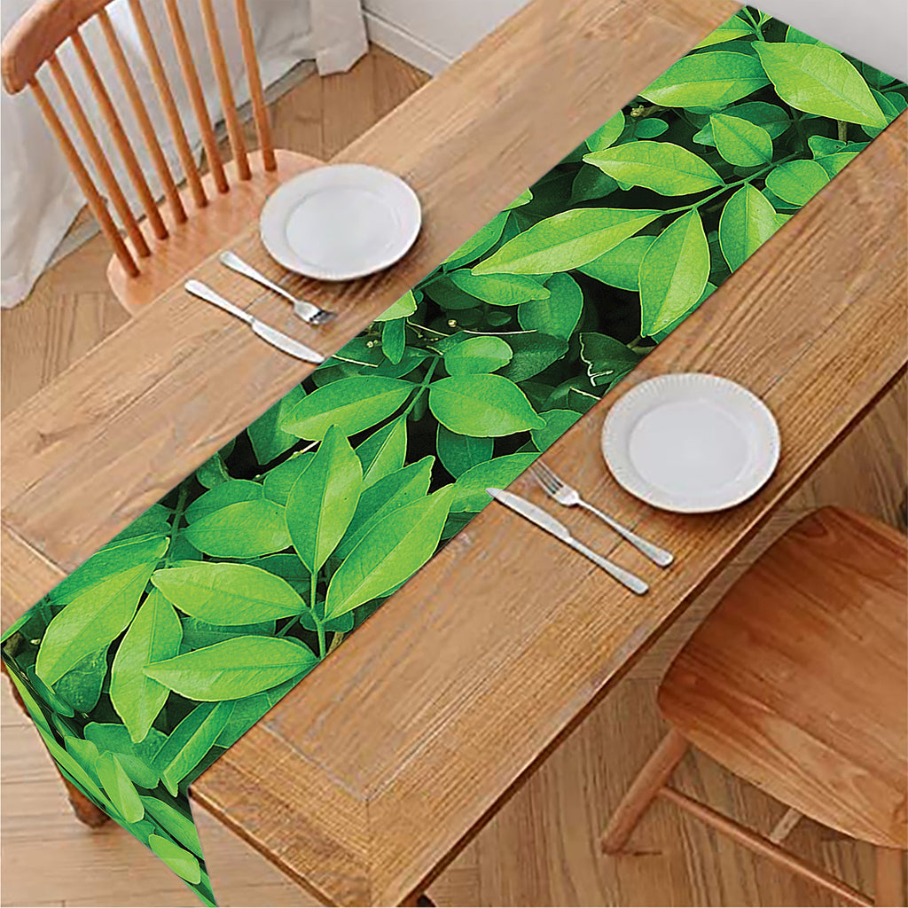 Green Leaf Print Table Runner