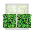 Green Leaf Print Tier Curtains