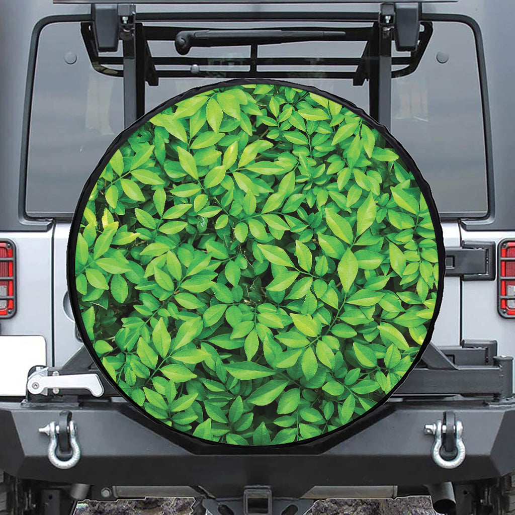Green Leaf Print Tire Cover