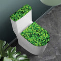 Green Leaf Print Toilet Lid And Tank Cover Set