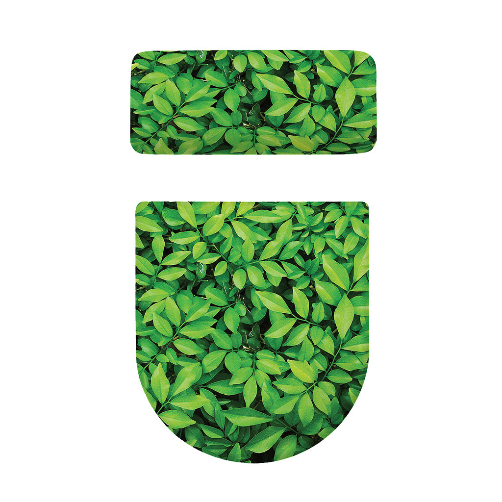Green Leaf Print Toilet Lid And Tank Cover Set
