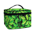 Green Leaf Print Travel Makeup Bag