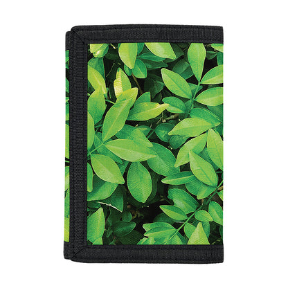 Green Leaf Print Trifold Wallet