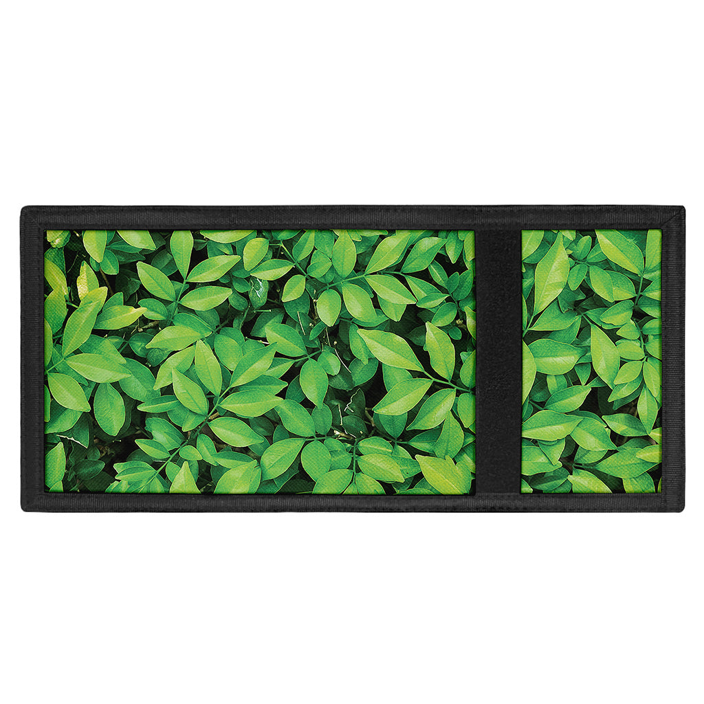 Green Leaf Print Trifold Wallet
