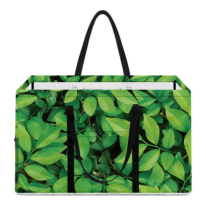 Green Leaf Print Utility Tote Bag
