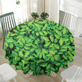 Green Leaf Print Waterproof Round Tablecloth