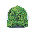 Green Leaf Print White Mesh Trucker Hat