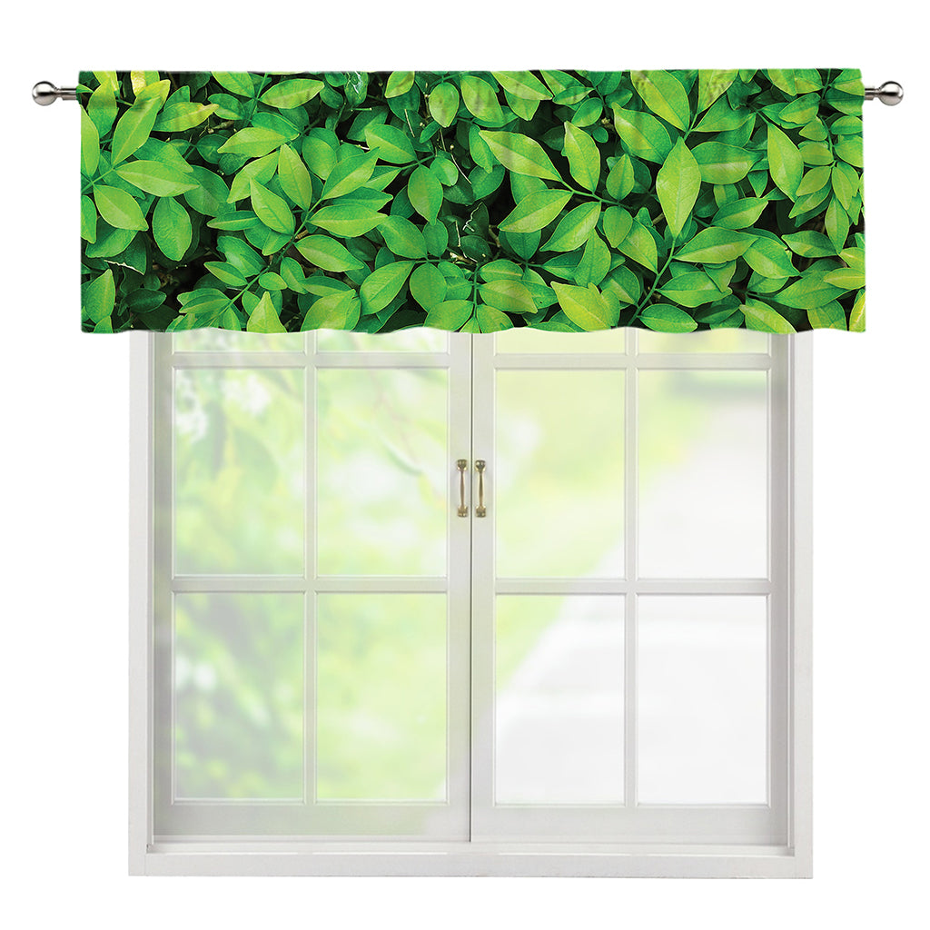 Green Leaf Print Window Valance
