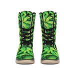 Green Leaf Print Winter Boots