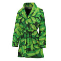 Green Leaf Print Women's Bathrobe