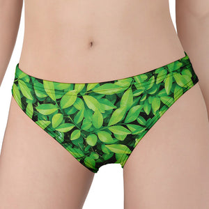 Green Leaf Print Women's Panties