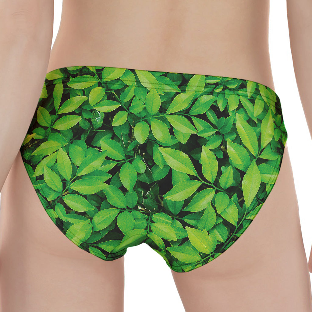 Green Leaf Print Women's Panties