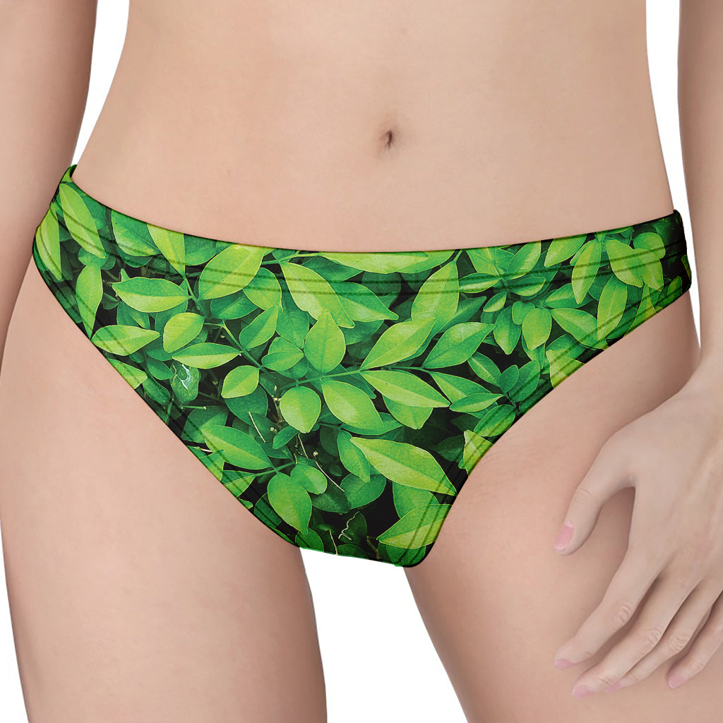 Green Leaf Print Women's Thong