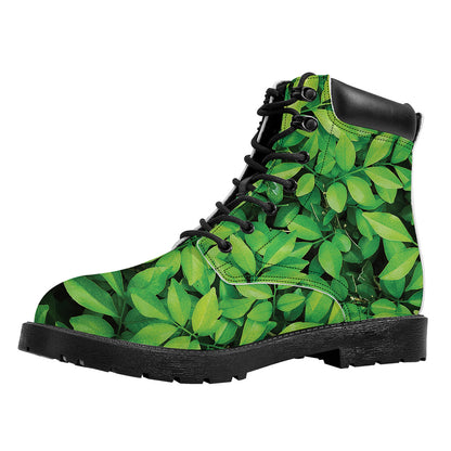 Green Leaf Print Work Boots