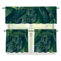 Green Leaves Print 3 Piece Kitchen Curtains