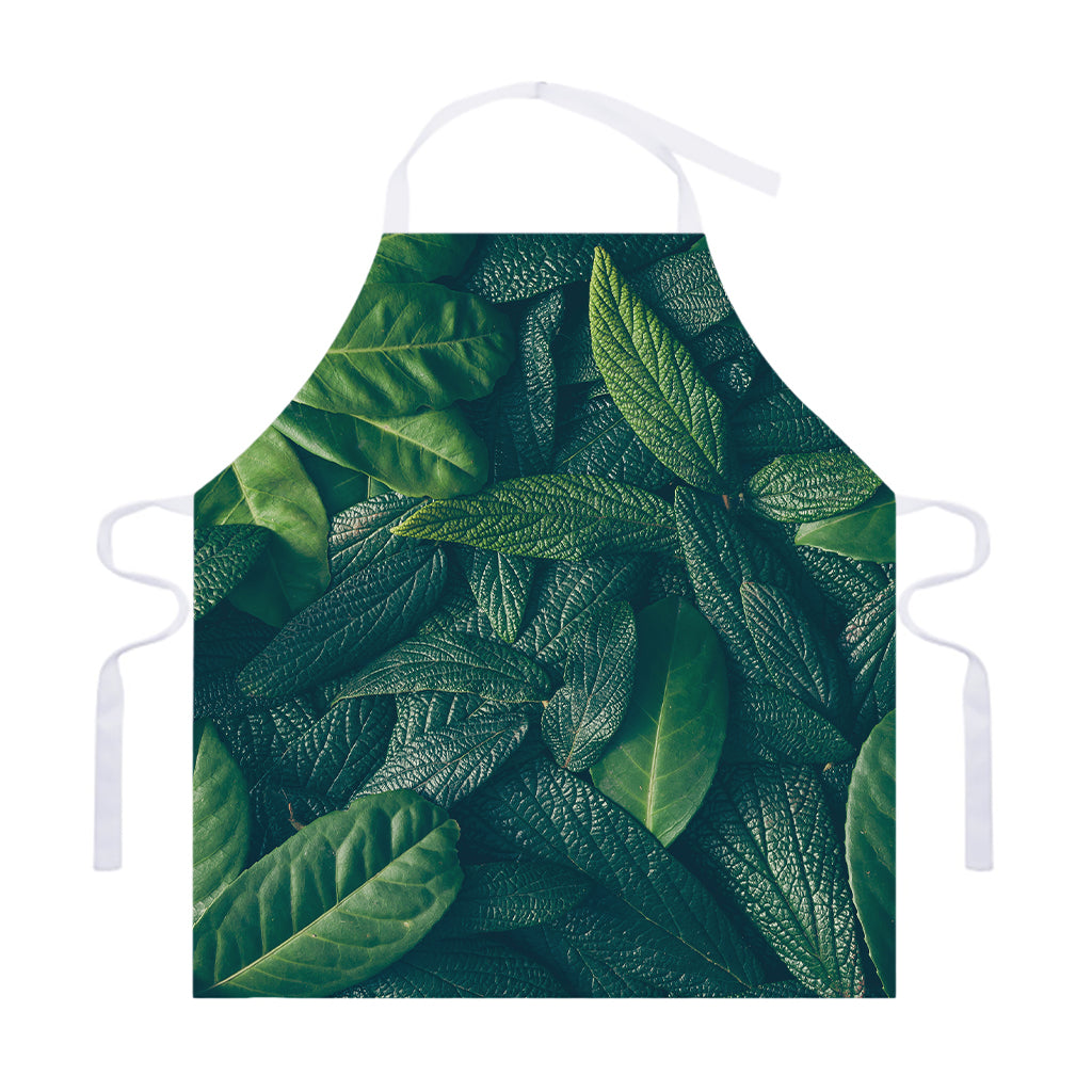 Green Leaves Print Adjustable Apron