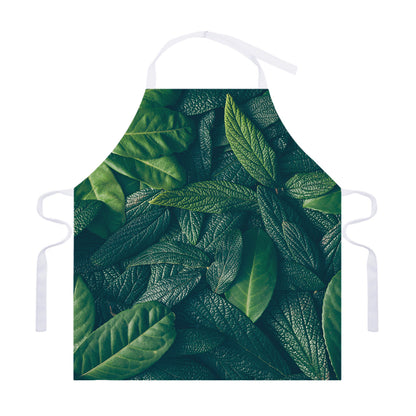 Green Leaves Print Adjustable Apron