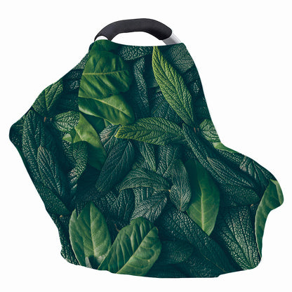 Green Leaves Print Baby Seat Cover