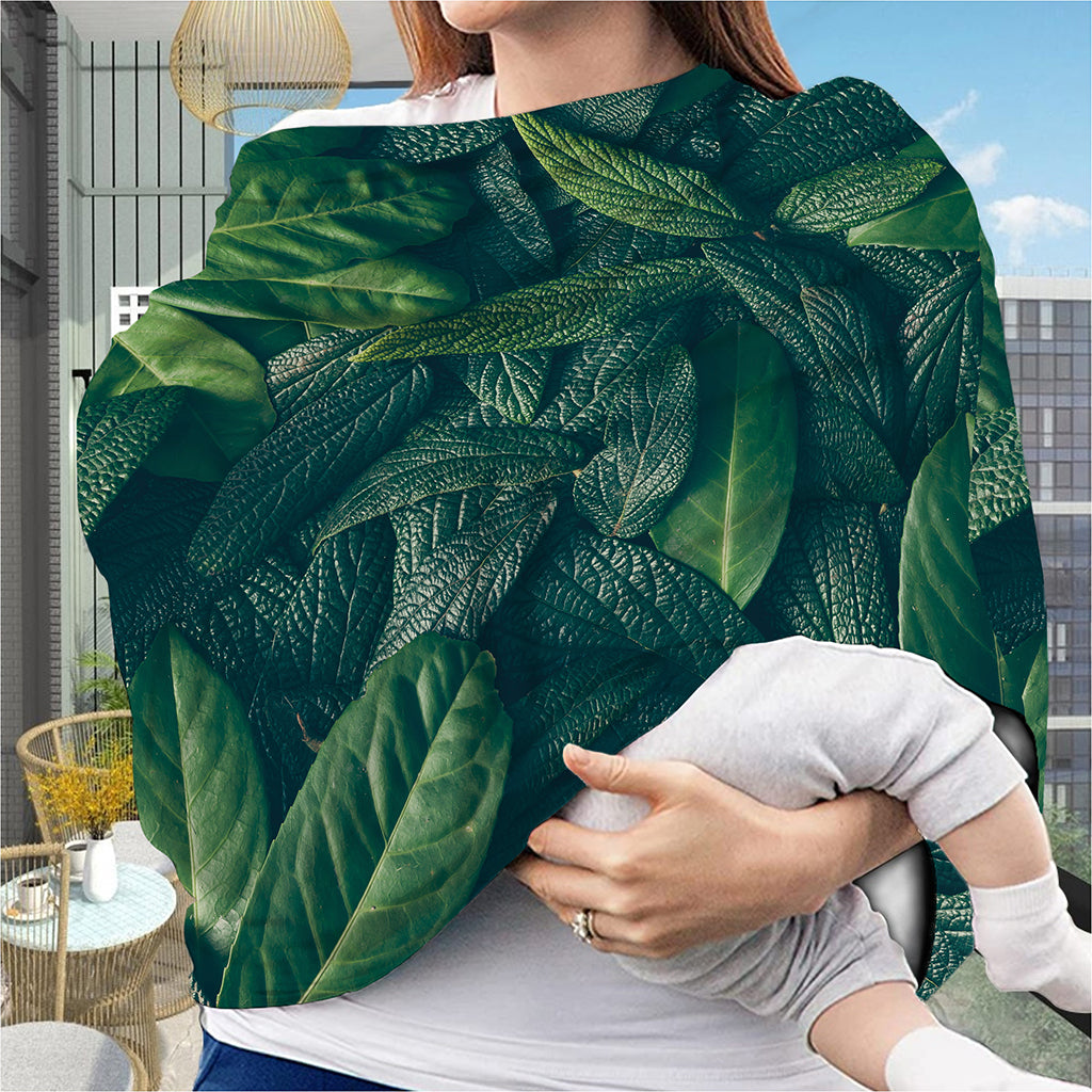 Green Leaves Print Baby Seat Cover