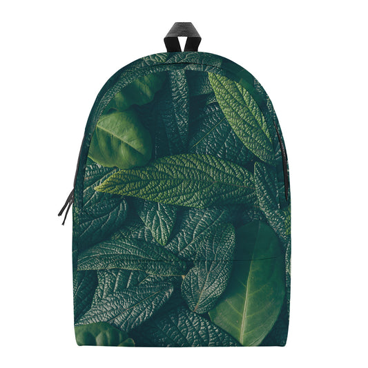 Green Leaves Print Backpack