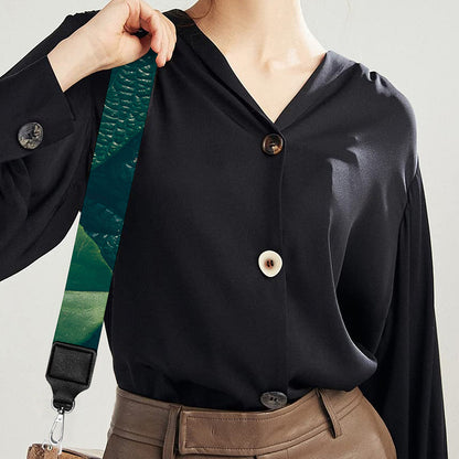 Green Leaves Print Bag Strap